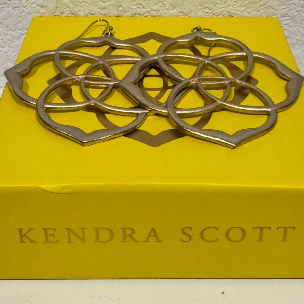 Kendra Scott Rajan Silver Drop Earrings | Retired HTF Designer Statement - Picture 2 of 5